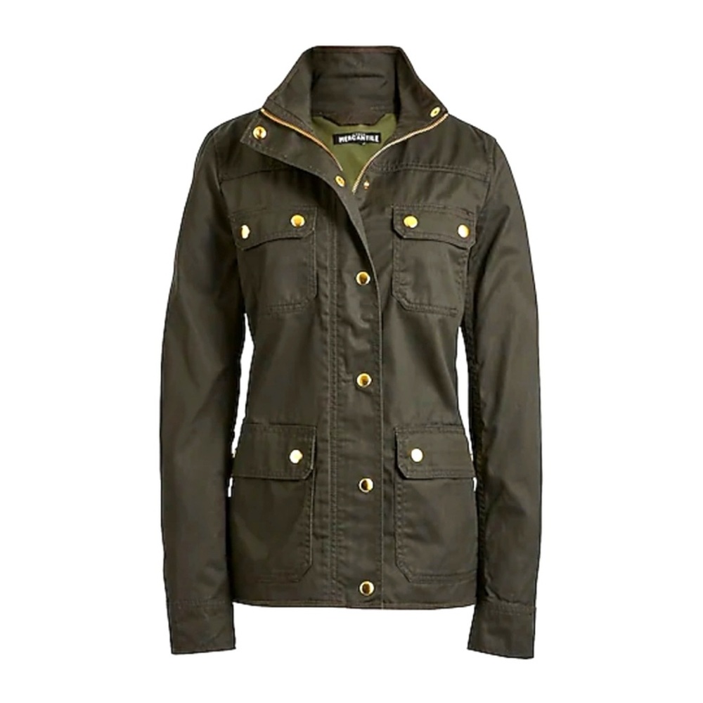 J. Crew Olive Utility Jacket with Gold Accents